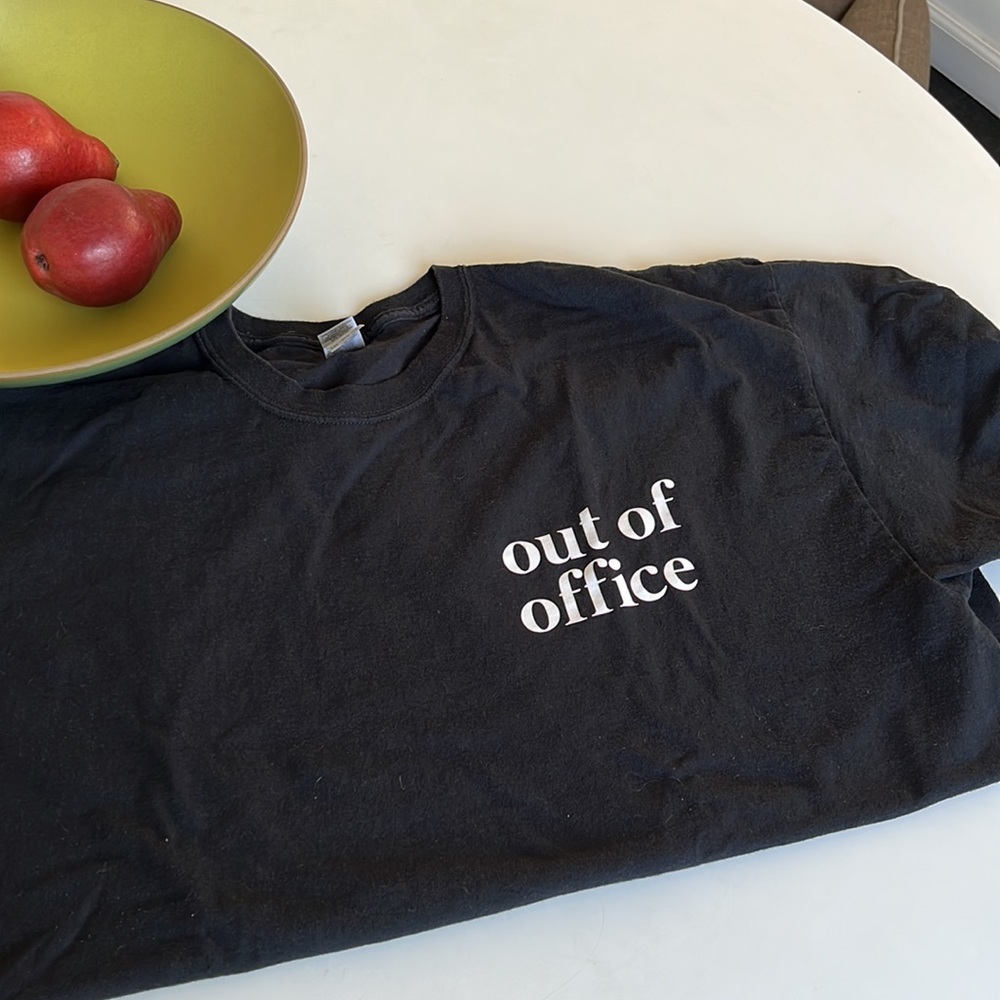 Black “OUT OF OFFICE” tee